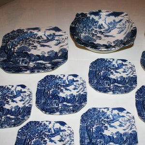 Vintage tableware plates, COTSWOLD Johnson Brothers Made in England, English Ironstone Pottery Plates, blue white Transferware,timeless gift