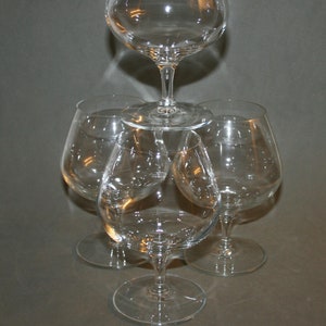 Vintage 1970s cognac crystal glasses set of 4 brandy goblets, timeless gift, Gift for her, Gift for him