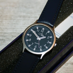 Tris, Promotional vintage wristwatch, blue dial, imitation leather strap strap • gift for her • Gift for him
