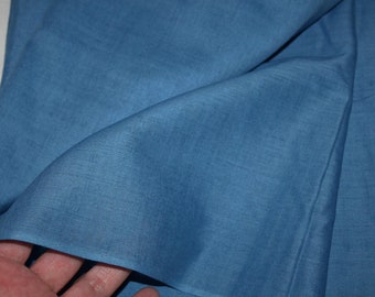 Cotton fabric, in solid blue tones color -shirt fabric -Vintage 70, Made In Italy - Gift for her