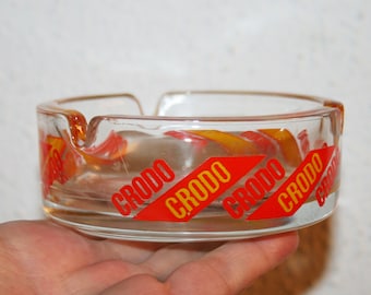 Crodo, Reclame-asbak • Vintage Retro Bar Decor • Glazen asbak • Tijdloos cadeau • Filmrekwisieten