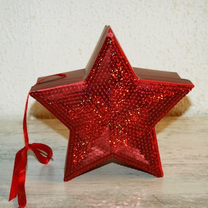 Caixa de papelão vintage, caixa de joias • lantejoulas vermelhas • presente de dia das mães • presente para ela • presente atemporal • decoração de Natal