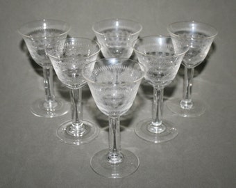 Crystal shot glasses, engraved pattern, Cordial Steli - Bicchierini - Elegant vintage glasses, Made in Italy, timeless gift, Gift for her