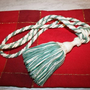 Vintage Tieback, large embrasse mix color cream/green • 1 tassels •curtain decoration •made in Italy • gift for her • timeless gift