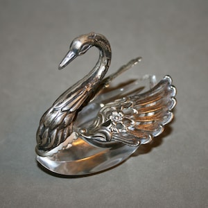 Zwaanzoutkelder / Lepel EP SM/ glas & zilver / kitsch / art deco / tijdloos cadeau / cadeau voor haar / kerstcadeau / tijdloos cadeau, cadeau voor haar