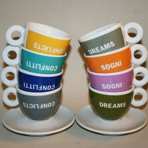 Vtg ILLY 50th Venice Biennale International Art Exhibition Bar Cappuccino cups, collectible Italian coffee cups Francesco Bonami