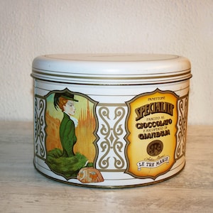 Old tin box from the 80s, panettone box - container box - gift for her