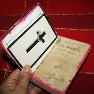 Religious Meditation Book on Holy Communion, Vintage 1898, Italian Book