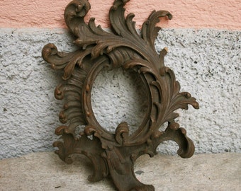 Marco de madera tallada, Forma ovalada de estilo barroco antiguo, Marcos de pared, Regalo para ella, Regalo de Navidad, Decoración retro, Regalo para ella, Hecho en Italia