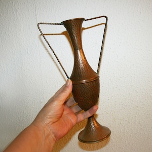 Vintage Copper Vase, Amphora Shaped Vase, 1960s- Gift for her - Christmas gift