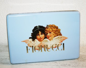 RARE!! Vintage Light blue Fiorucci tin - Collectible tin - Original vintage - Fiorucci made in Italy - Storage box -Home decor -Gift for her