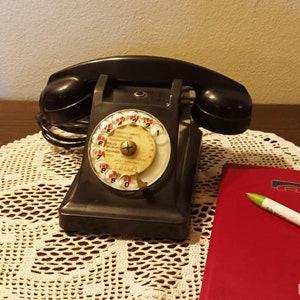 Antique desk telephone, old French black bakelite telephones from the 60s/collection phone/ Christmas gift