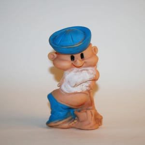 Rubber sailor with broom, working whistle - Made in Italy by CHICCO- gift for kids - rubber toys -Christmas gift -Vintage 70s