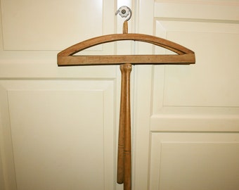 Vintage Wooden Hanger With Long Rod – Primitive Italian Clothes