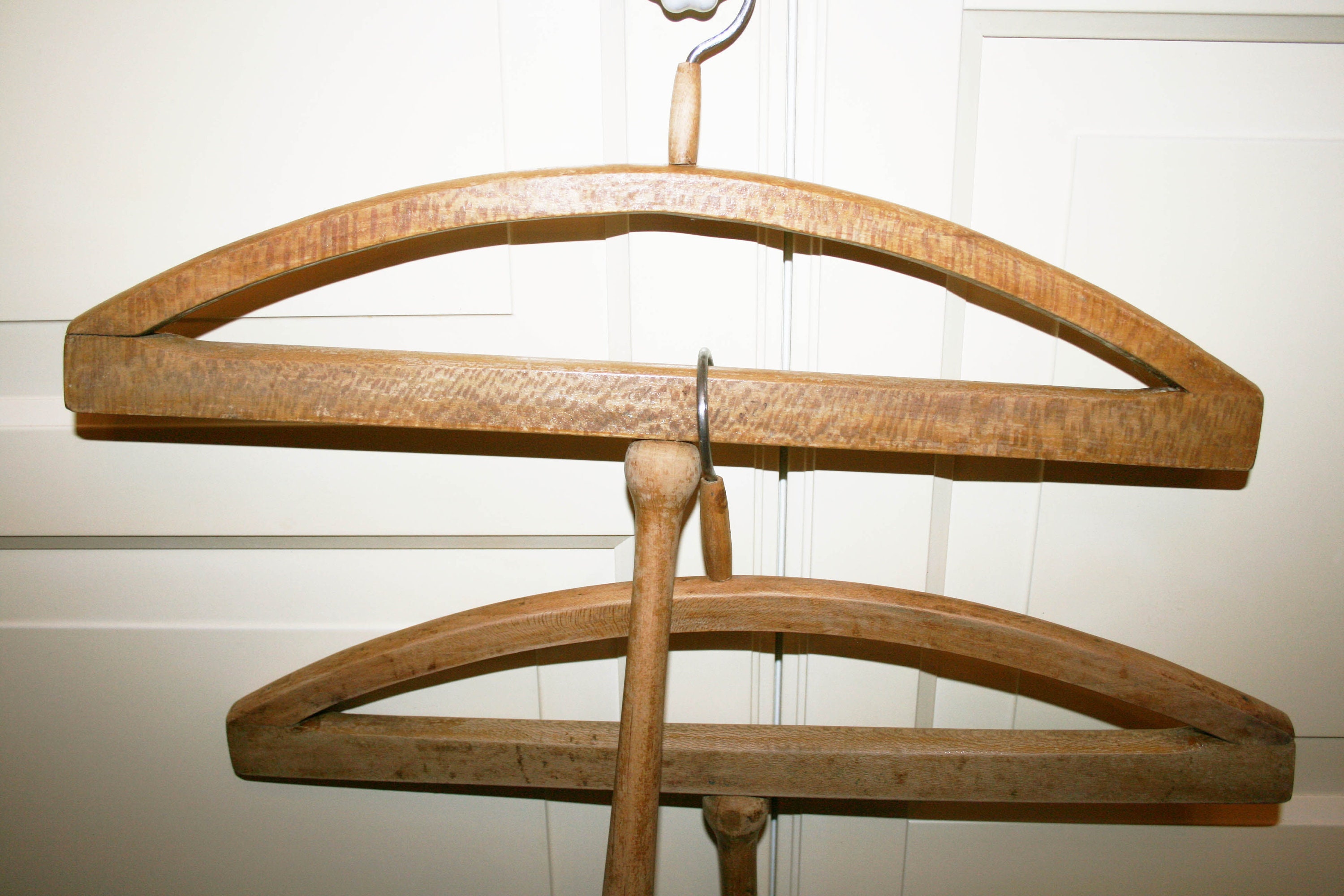 Vintage Wooden Hanger With Long Rod – Primitive Italian Clothes