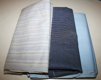 Cotton fabric, in solid light blue tone color -shirt fabric -Vintage 70, Made In Italy - Gift for her -Gift for him