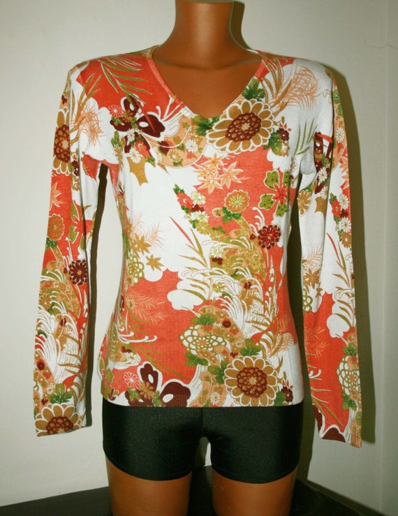 Classic flowers sweater -v-neckline -Made in ital… - image 2