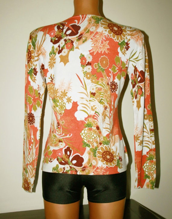 Classic flowers sweater -v-neckline -Made in ital… - image 4