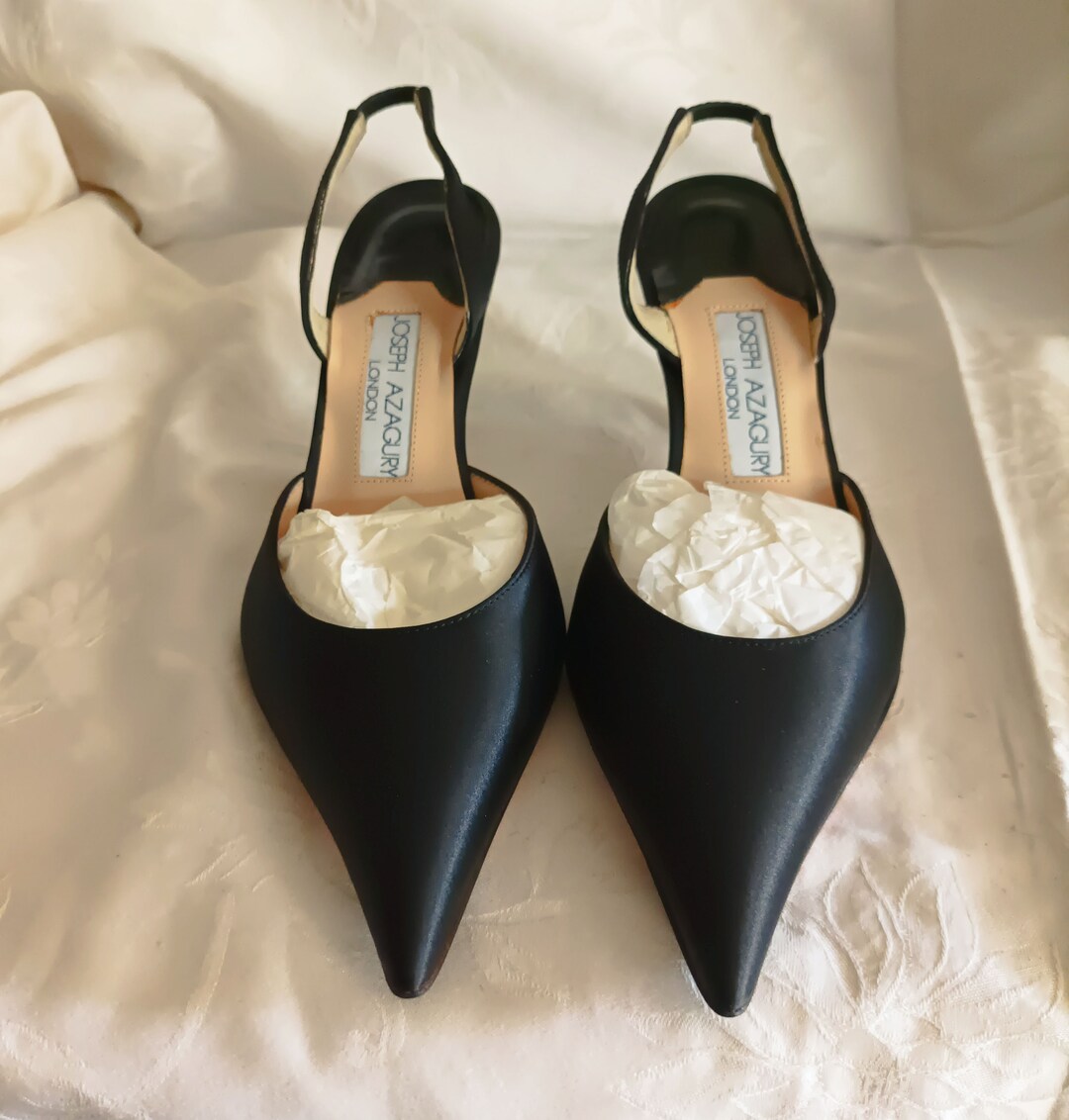 Vintage Joseph Azagury Black Satin Sandal Women s Shoes Gift for Her Etsy