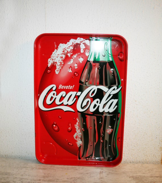 Plateau rectangulaire en métal publicitaire Coca Cola Cadeau