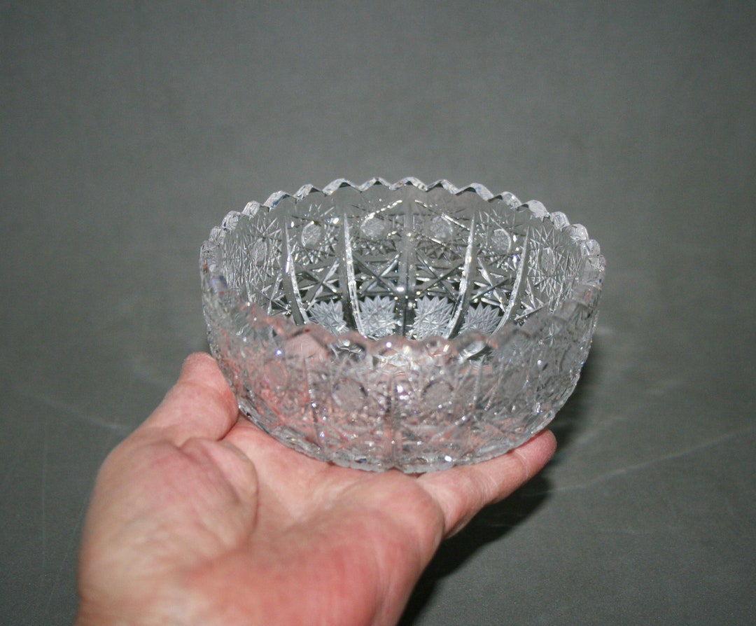 Cut Glass Vintage Lead Crystal Cut Glass Bowl Fantastic Made in ITALY