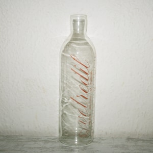 Glasflasche BIBERON Vetredil, Vintage 50er Jahre -MILCHFLASCHE, Klarglas, feuerneutrales Glas, mundgeblasenes Glas, Sammlerstück, Geschenkidee, Geschenk für sie