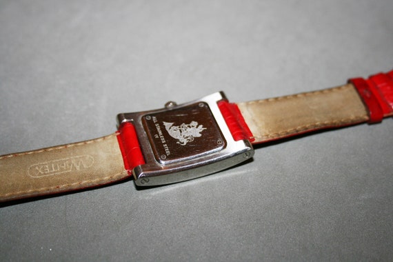 Rectangular watch with rhinestones, red strap, wr… - image 3