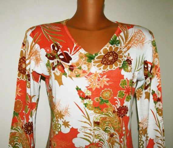 Classic flowers sweater -v-neckline -Made in ital… - image 1