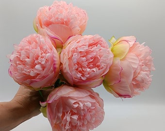 Fleurs Artificielles - Bouquet de Fleurs Artificielles - Avec son Vase - Fleurs Pivoines