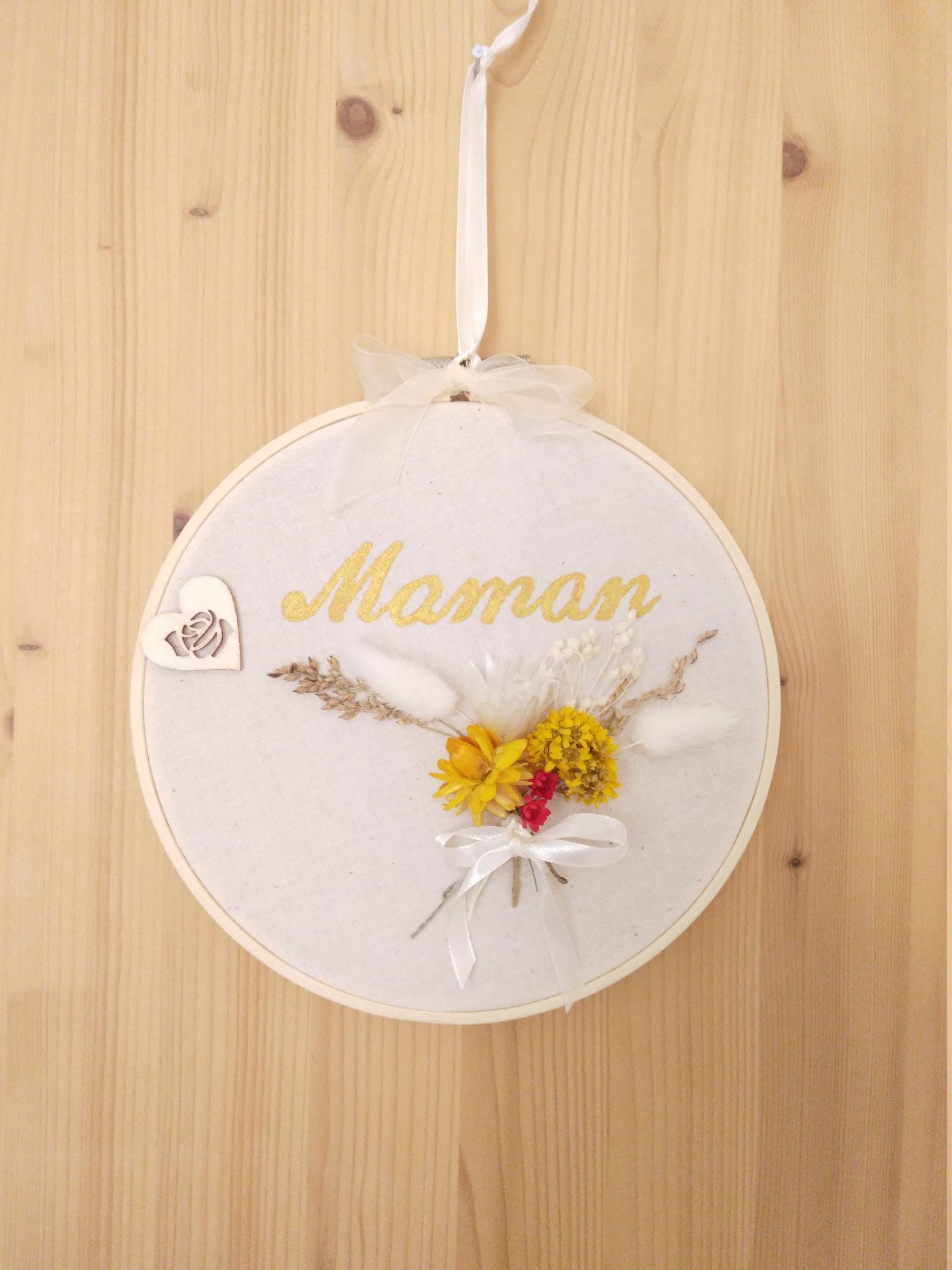 Couronne Prénom - Couronne Fleurs Séchées Fête Des Mères Grands Fleur Séchée Attrape Rêve