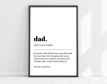 Definition of Dad Print | Digital Download | Print At Home | Downloadable | Printable Wall Art | A4 | Home Decor