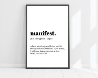 Definition of Manifest Print | Digital Download | Print At Home | Downloadable | Printable Wall Art | A4 | Home Decor