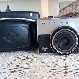 Vintage camera, AGFA, ISO-PAK C, camera, photo, leather case, Germany, home decoration