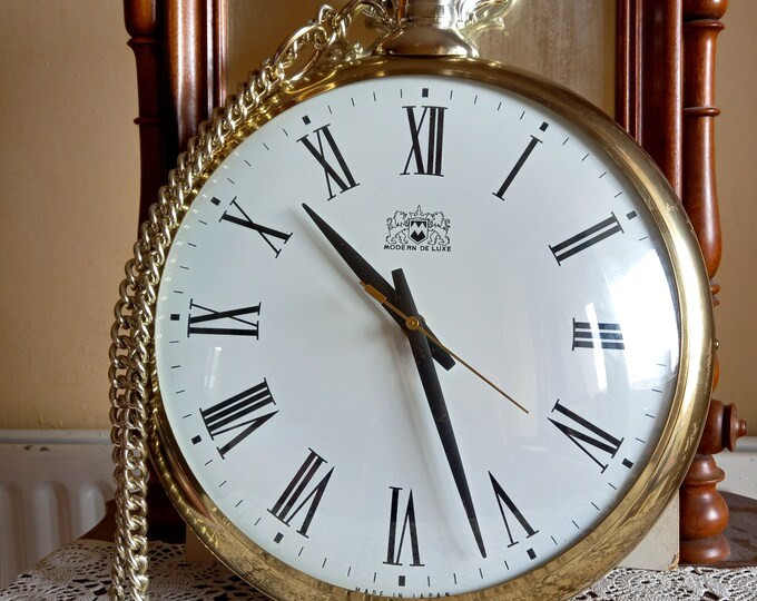 Vintage Wall Clock, Pocket Watch, Modern De Luxe, Japan, Electromechanical Clock, VERY RARE Etsy
