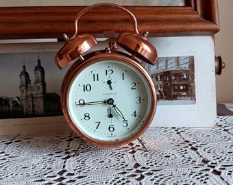 Vintage alarm clock, Insa, Eurastyle, Yugoslavia, copper clock, wind up clock, mechanical, home decoration, vintage gift