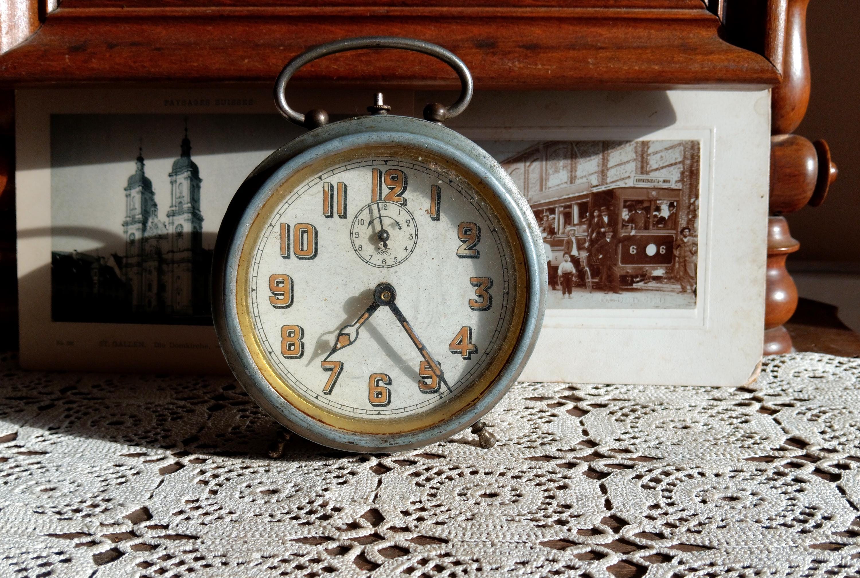 Vintage ZON Alarm Clock, 1920s Mechanical Clock, French Decor (not