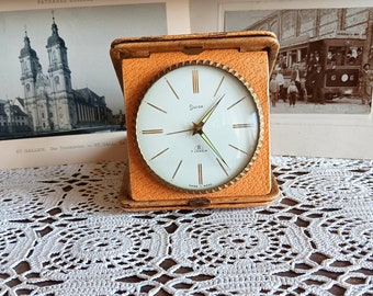 Vintage alarm clock, Swiza, 8 days clock, travel clock, wind up clock, mechanical clock, Swiss made