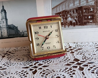 Vintage alarm clock, Westclox, travel clock, quartz clock