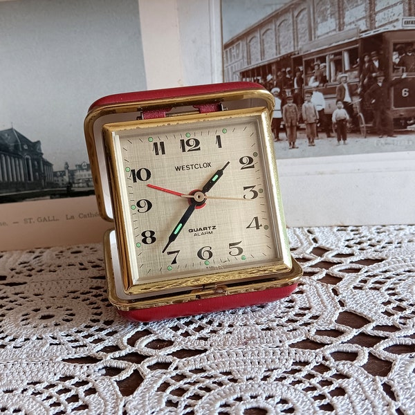 Vintage alarm clock, Westclox, travel clock, quartz clock