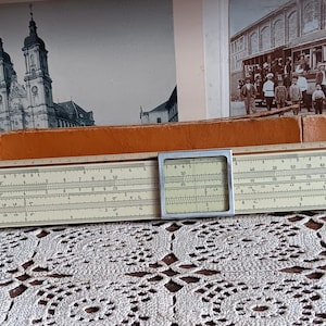 Vintage ruler/ Logarithmic scale/ Vintage Slide Ruler with Case/ Mathematics Engineering/ Slide Ruler/USSR