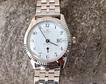Reloj de pulsera vintage, Rayam, NOS, reloj mecánico para hombre, reloj de cuerda, regalo de cumpleaños, funcionando.