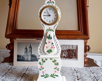 Vintage desk clock, mantel clock, shelf clock, Teco,  Norway, Sweden, mechanical clock, hand painted, birthday gift, home decor, work, ultra