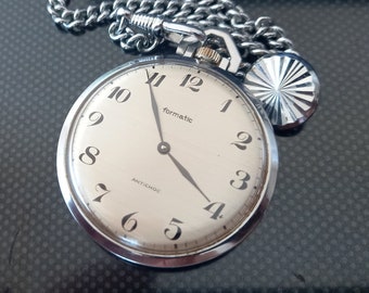 Vintage pocket watch, Formatic, mechanical watch, wind up watch, Germany