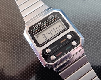 montre vintage, Casio, illuminateur Casio, 3503, А100WE, résistance à l'eau, montre à quartz, montre pour hommes