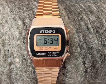 Reloj digital vintage Stempo, Múnich, Alemania, reloj de pulsera para hombre