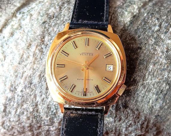 Vintage Ventex Men's Watch, Swiss Made, AU Gold Plated - Etsy