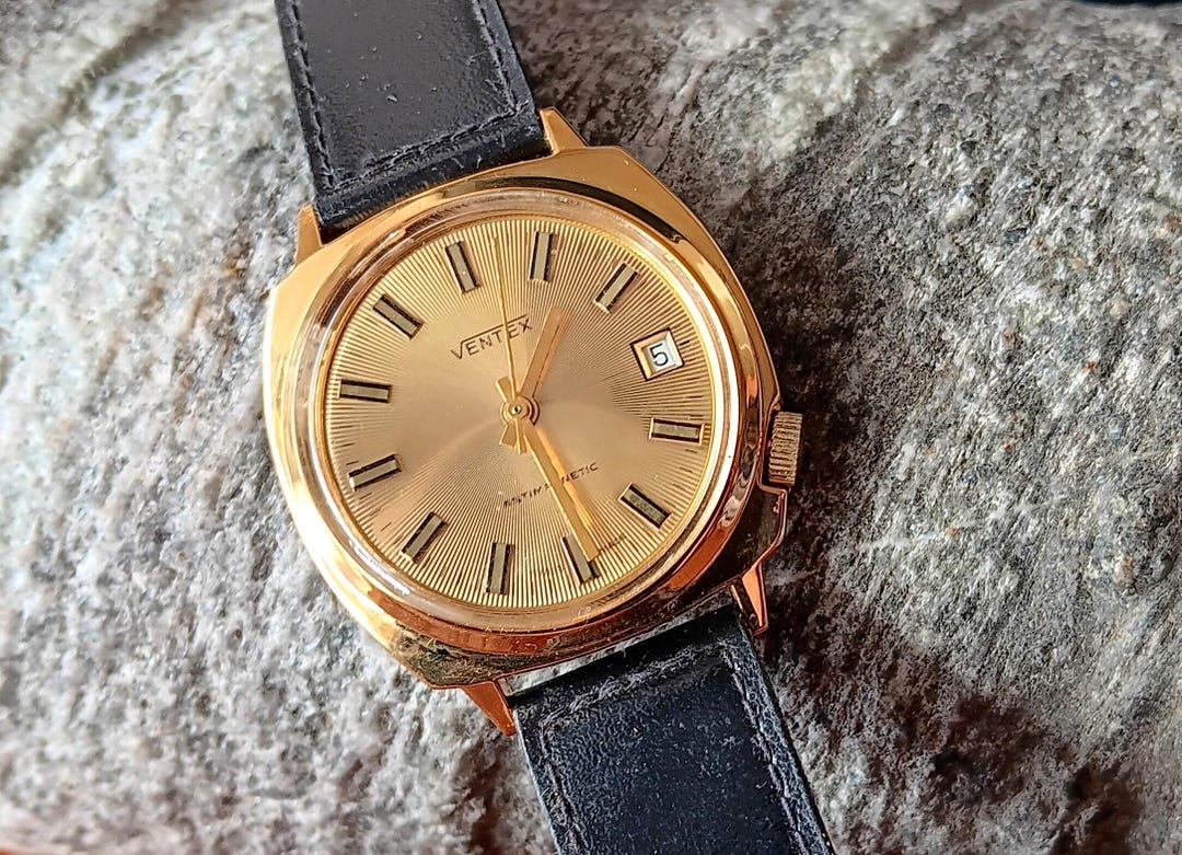 Vintage Ventex Men's Watch, Swiss Made, AU Gold Plated - Etsy Israel