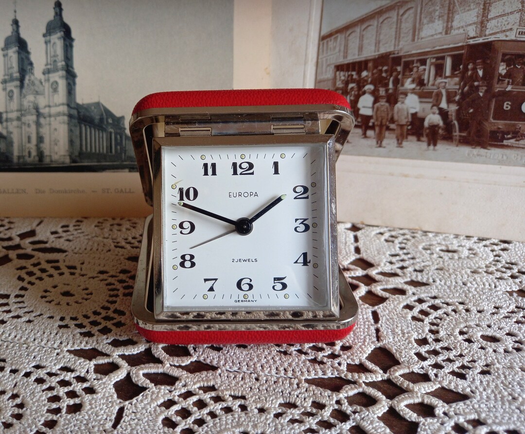 Vintage Alarm Clock, Europa, Travel Clock, Wind up Clock, Mechanical
