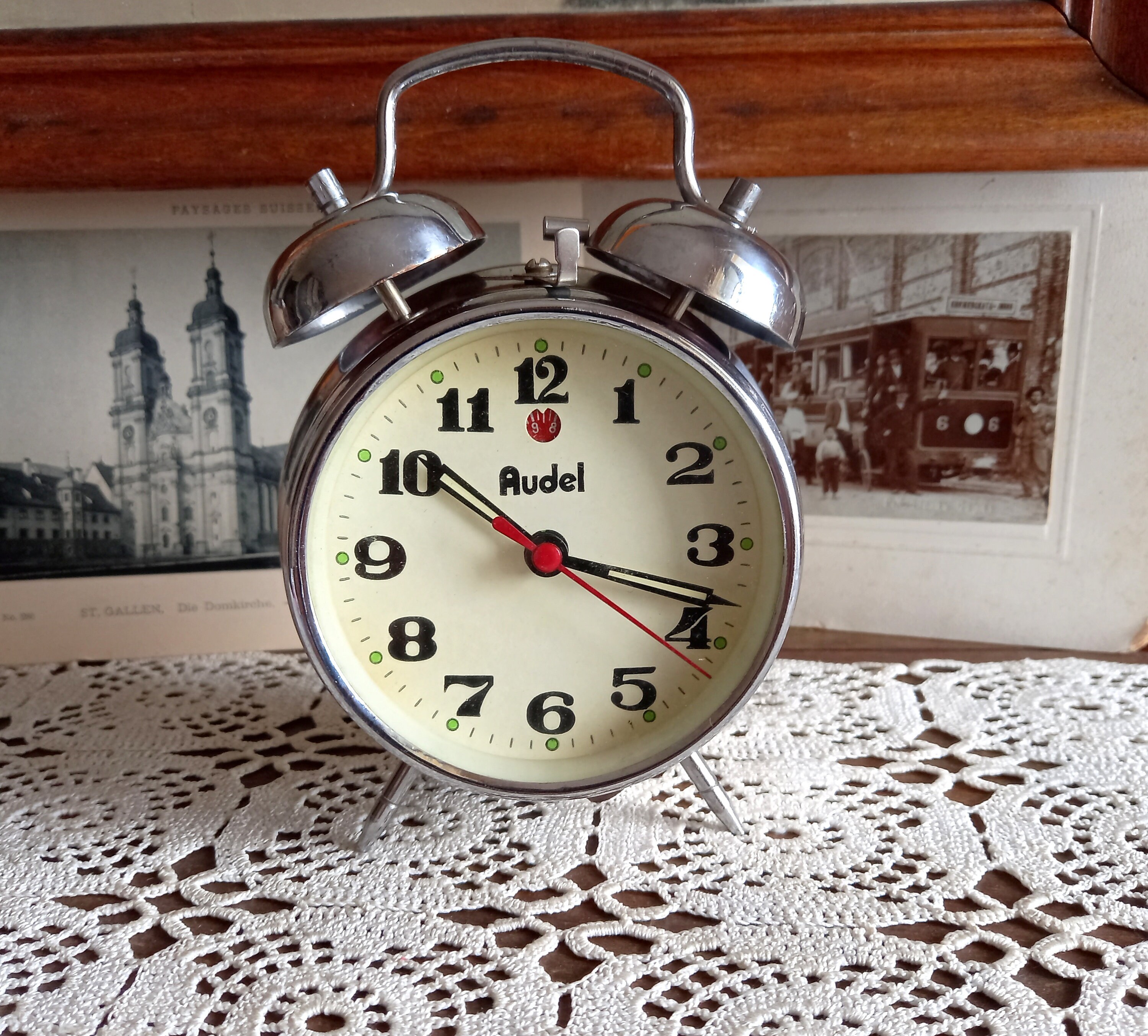 Vintage alarm clock, China, Audel, mechanical clock,  wind up clock, vintage gift, home decoration
