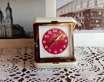 Vintage alarm clock, Junghans, bivox, travel clock, wind up clock, mechanical clock, Germany